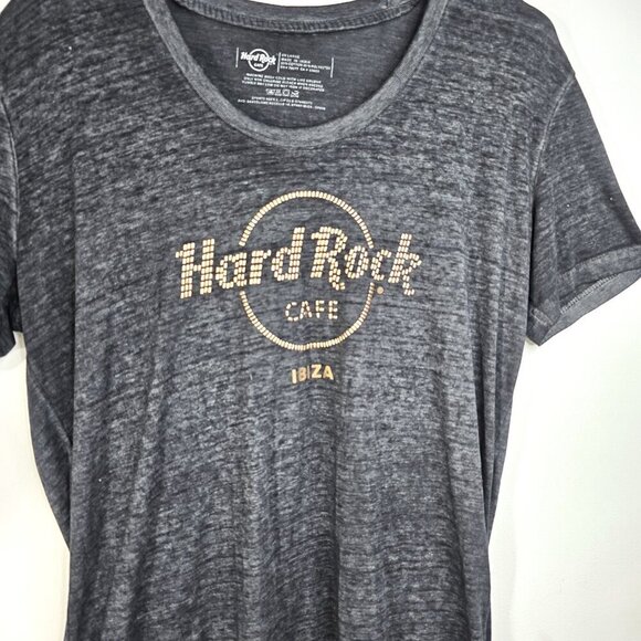 Hard Rock Cafe IBIZA Official Black Studded Burnout Tee Women XXL - Picture 2 of 7